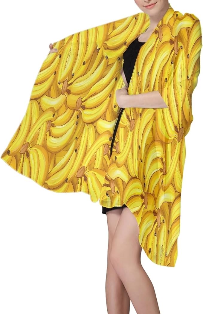 Creative Banana Print Yellow Beach Towel – Oversized (79"x 56") Lightweight Thin Towels for Adults - Quick Dry, Absorbent Easy to Carry Sand Free Travel Towel for Vacation Swimming, M