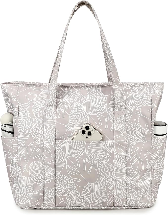 Octsky Large Beach Bags for Women - Waterproof Sandproof Beach Tote with Dual Zipper and Wet Pocket - 3 Outside Pockets