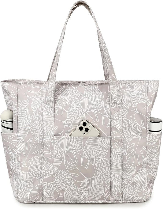 Octsky Large Beach Bags for Women - Waterproof Sandproof Beach Tote with Dual Zipper and Wet Pocket - 3 Outside Pockets