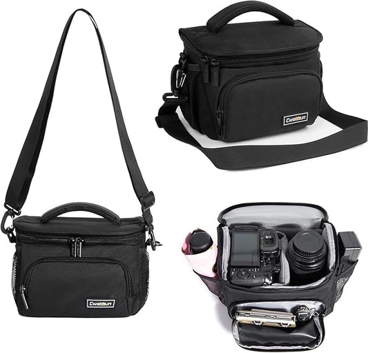 Cwatcun Small Camera Sling Bag Crossbody Camera Shoulder Case, Waterproof Travel Photography Camera Messenger Bag for Canon, Nikon, Sony, Fuji DSLR/SLR/Mirrorless Cameras, Lens and Accessories