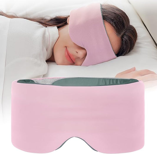 Sleep Mask, Eye Masks for Sleep, Dual-Side Blackout Eye Covers for Side Sleeper, No Velcro,Wide Strap,Adjustable Band,Pressure-Free,Wrapped Around, for Women/Men/Nap/Travel/Yoga - Pink