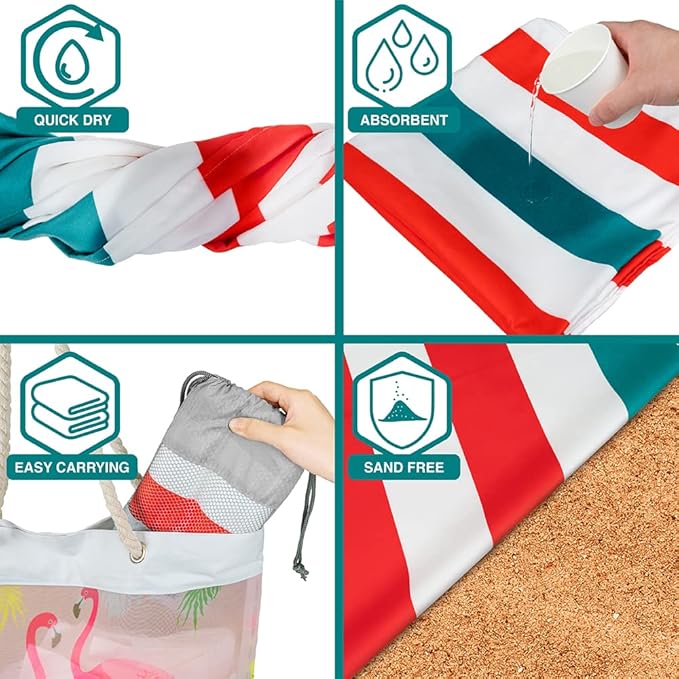 SUN CUBE Microfiber Beach Towel, Quick Dry Sand Free Beach Towel, Lightweight Compact Travel Swim Towel for Pool, Camping, Sand Resistant Packable Adult Towel - Red 60x30 Inches