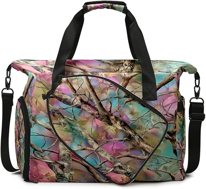 Tree Shadow Multi Gym Bag for Women & Tennis Bag, Large Sports Duffel Bag Waterproof with Ventilated Shoe Compartment & Front Racket Sleeve, Lightweight Travel Weekender Overnight Bag