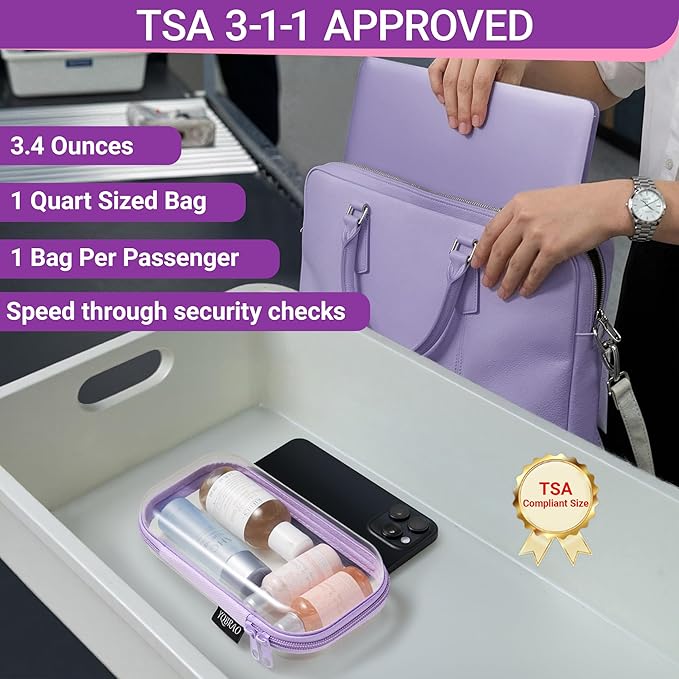 6 Pack Clear Hard Shell Zipper Case, Hard Plastic Organizer Pouches for Travel, Small Items, Makeup, Electronics & Art Supplies - Crush-Resistant & Waterproof Storage (Purple)