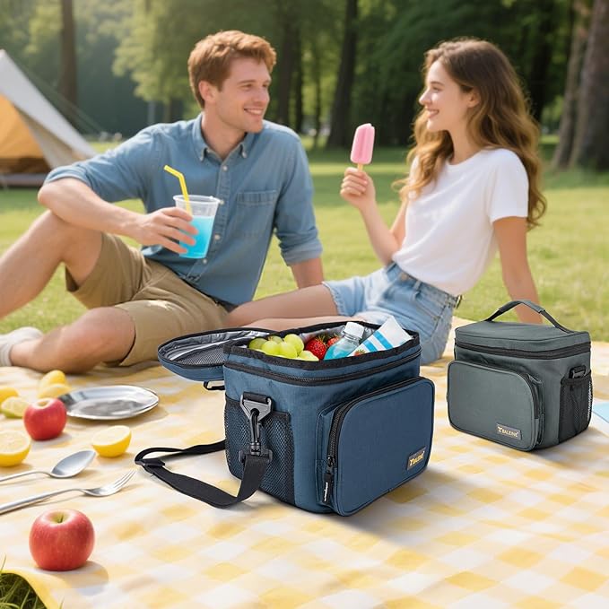 BALEINE Insulated Lunch Bag for Men Women, 15 Can Leakproof Cooler Bag with Adjustable Shoulder Strap for Work Picnic, Lunch Box for Women Men (Medium, Grey)