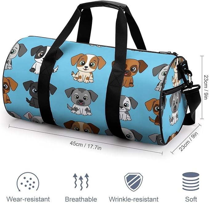 Weekender Carry on Beach Yoga Overnight Luggage Bag Gym Sports Travel Workout Bag Overnight Bags (Blue Dog Prints Funny)