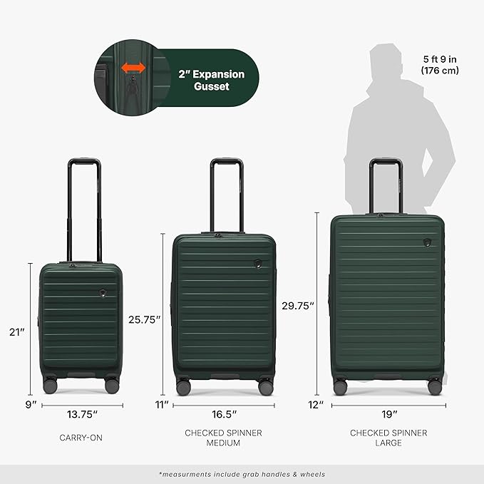 Traveler's Choice Novia Top Opening Expandable Polycarbonate Luggage with Spinner Wheels, Green, 25-Inch Medium