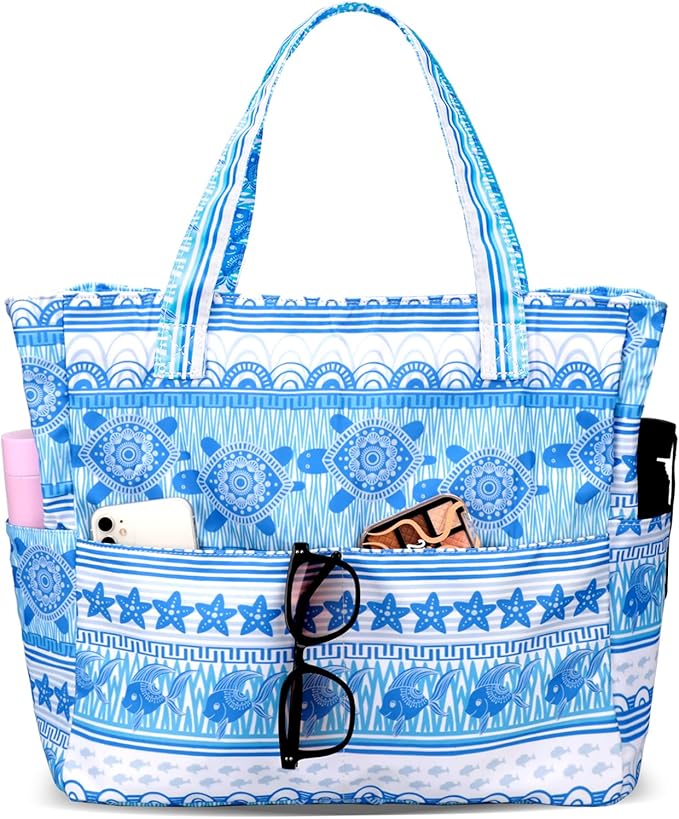 LEDAOU Beach Bag Waterproof Sandproof Women Beach Tote Pool Bag with Zipper for Swim Gym Grocery Travel with Wet Pocket | Sandproof, with Zipper, for Gym, Grocery, Travel, with Wet Pocket