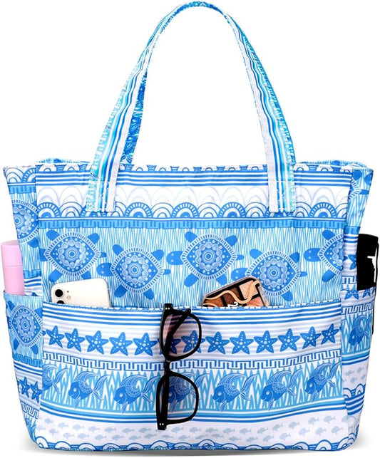 LEDAOU Beach Bag Waterproof Sandproof Women Beach Tote Pool Bag with Zipper for Swim Gym Grocery Travel with Wet Pocket | Sandproof, with Zipper, for Gym, Grocery, Travel, with Wet Pocket