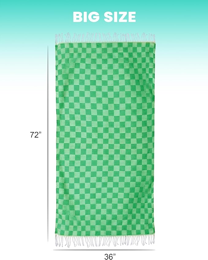 2 Packs Checkered Plaid Beach Sarong Turkish Towel Pareo Women Boho Swimsuit Coverup Maxi Bikini Cover Up Swim Tie Skirts Bath Suit Cruise Carnival Ship Essentials Packing List Accessories Vacation
