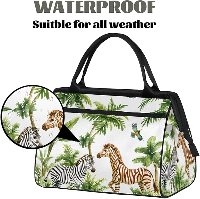 Wild Animals Zebra Overnight Weekender Bag for Women Men Travel Duffel Bags Waterproof Luggage Carry on Sports Yoga Gym Bag
