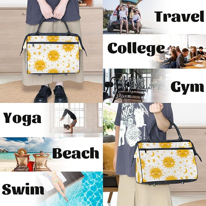 Sun Overnight Weekender Bag for Women Men Travel Duffel Bags Waterproof Luggage Carry on Sports Yoga Gym Bag