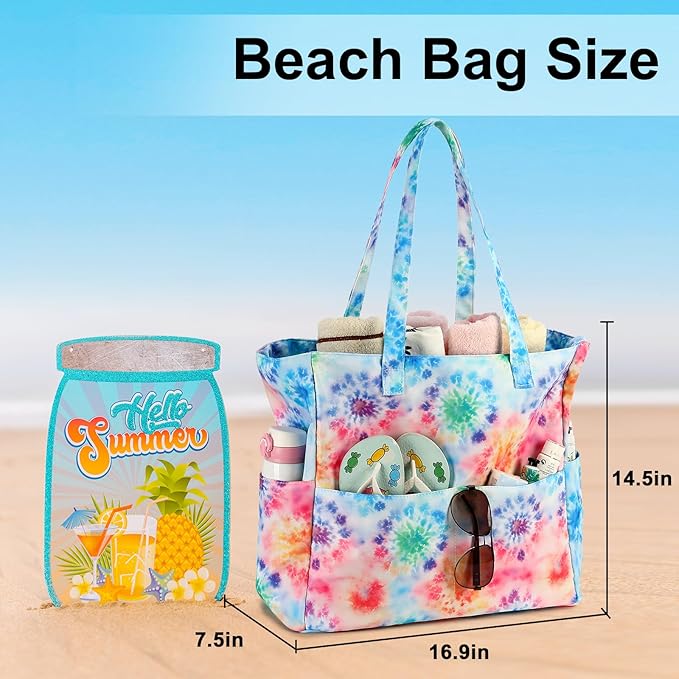 LEDAOU Beach Bag Waterproof Sandproof Women Beach Tote Pool Bag with Zipper for Swim Gym Grocery Travel with Wet Pocket | Sandproof, with Zipper, for Gym, Grocery, Travel, with Wet Pocket