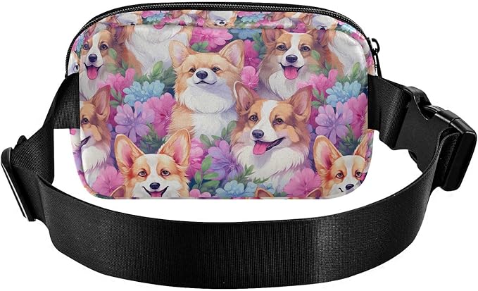 Cute Corgis Fanny Pack for Women Men Water Resistant Fashion Waist Packs with Adjustable Strap Belt Bag for Travel Workout Jogging Hiking 21219740