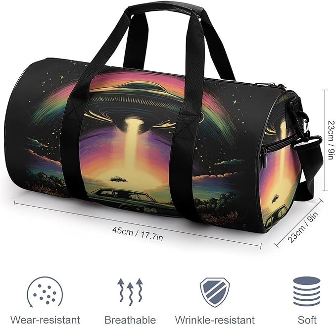 Ship Spaceship Travel Duffle Gym Bag with Shoe Compartment Carry Weekender Overnight Bags