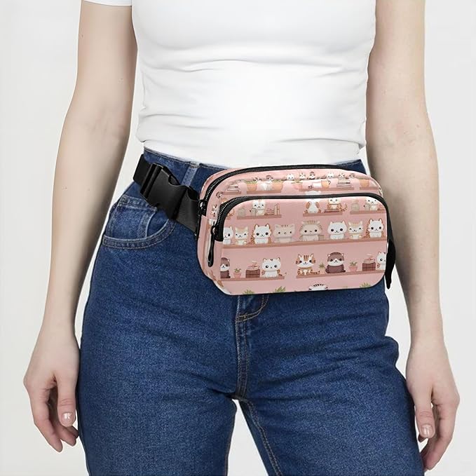Cute Cats Fanny Pack for Women Men Water Resistant Fashion Waist Packs with Adjustable Strap Belt Bag for Travel Workout Jogging Hiking 21219747