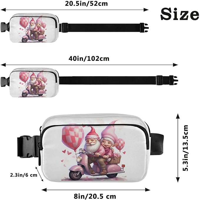 Valentine Gnome Balloons Fanny Pack for Women Men Water Resistant Fashion Waist Packs with Adjustable Strap Belt Bag for Travel Workout Jogging Hiking 21218114