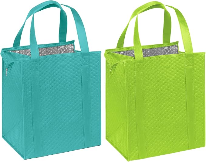 Mediz Hannah Direct Large Capacity Heavy Duty Insulated Smart Shopping Bag - Strong Reusable Grocery Tote 2 Pack
