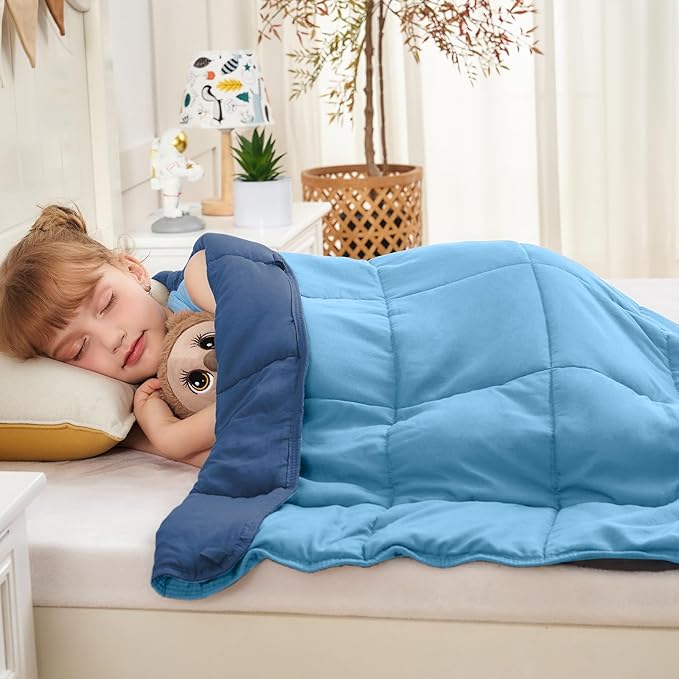 yescool Blue Weighted Blanket 5 Pounds Cooling Weighted Lap Blanket, Heavy Blankets for Sleeping, Weighted Throw Blanket Gifts for 40-60lbs, 36"x48"