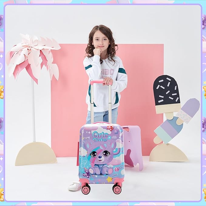Kids Suitcase Set for Girls Hardside Luggage with Spinner Wheels 2 Piece 16inch Toddler Suitcase for Girls Travel Carry on Luggage Airline Approved
