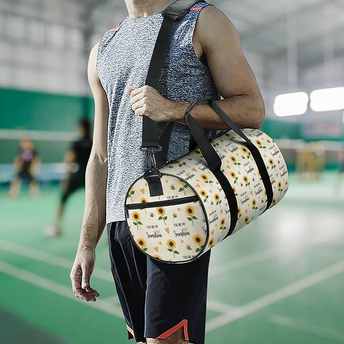 Weekender Carry on Beach Yoga Overnight Luggage Bag Gym Sports Travel Workout Bag Overnight Bags (You Are My Sunshine Bees Sunflowers Print)