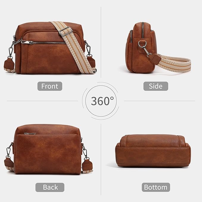 Small Leather Crossbody Bags for Women Anti theft Purses and Handbag Shoulder Hangbag with Wide Strap Tassel