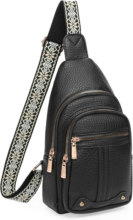 GAEKEAO Sling Bag for Women Crossbody Bags Fanny Pack Vegan Leather Chest Bag Travel Shoulder Belt Purse Backpack Gifts