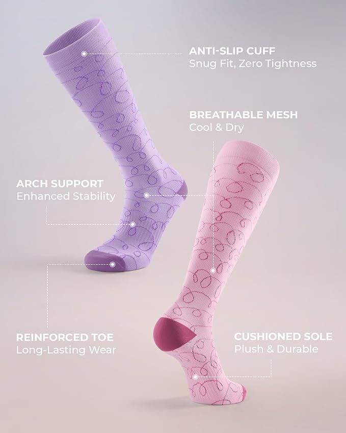 FITRELL 4 Pairs Compression Socks for Women & Men, 15-20mmHg Circulation Support for Athletic Travel Daily Wear