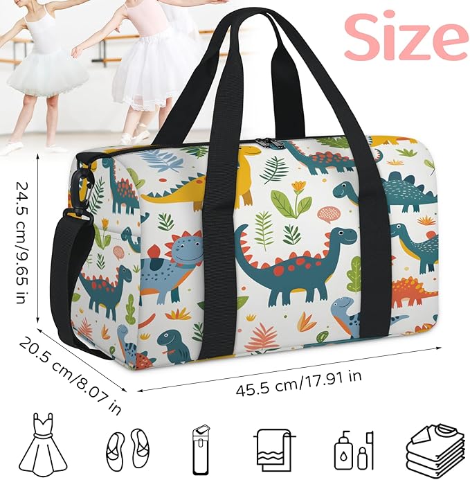 Funny Dinosaur Pattern Travel Duffle Bag for Women Men, Overnight Weekender Bag, Carry on Tote for Sport Gym