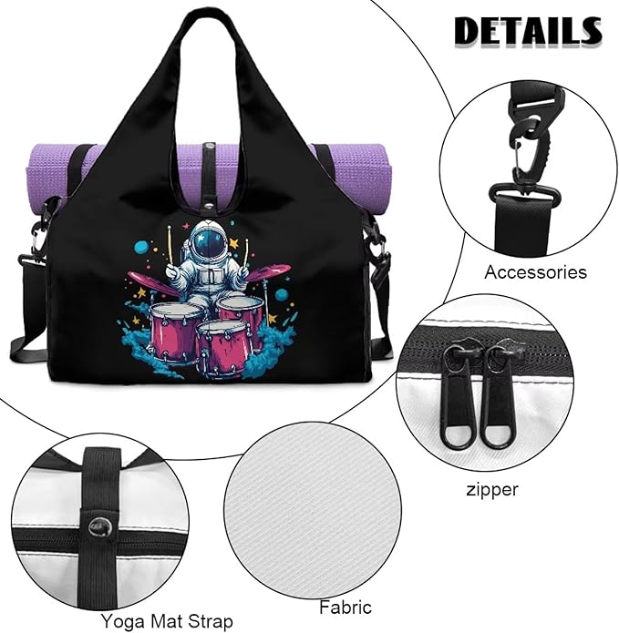 Mens Gym Bags with Yoga Mat Holder Strap, Gym Duffle Bag with Shoes Compartment, Wet Pocket, Gym Backpack Carring Workout Stuff Accessories
