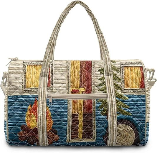 COEQINE Quilted Tote Bag Large Car Luggage Bag for Women Large Packable Travel Bag Multiple Interior and Exterior Pockets Crossbody Purses for Womens