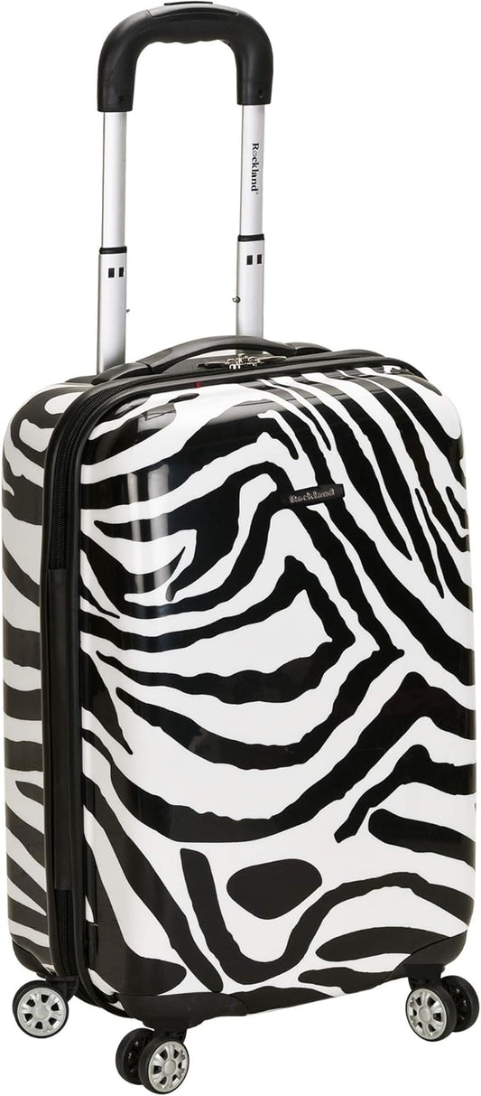 Rockland Safari Hardside Spinner Wheel Luggage, Zebra, Carry-On 20-Inch