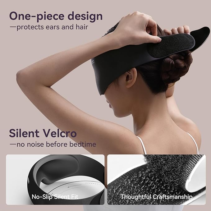 Ultimate Comfort Sleep Mask for Side Sleepers - 3D Zero Pressure & 100% Light Blocking Eye Mask for Sleeping, Adjustable & Breathable for Women Men, Travel Essentials (Black)