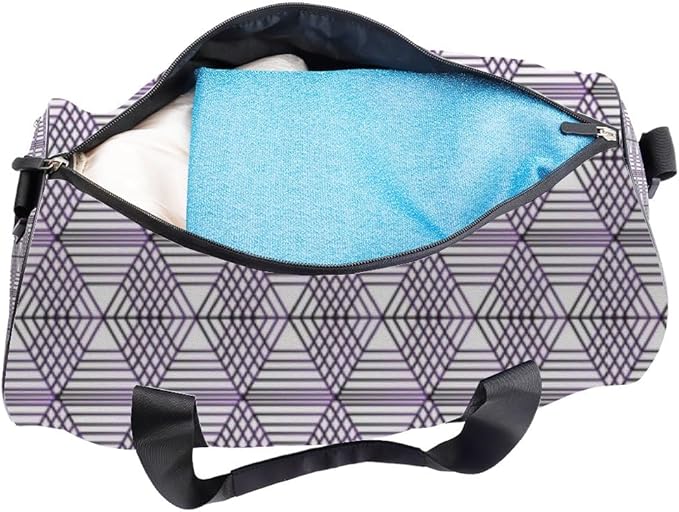 Classic Geometric Motif Easy Clean Gym Duffle Bag For Men Women Oxford Tote Bags Adjustable Shoulder Strap, Convertible Carry Backpack Goth Gym Bag For Weekend Ballet Accessories Women
