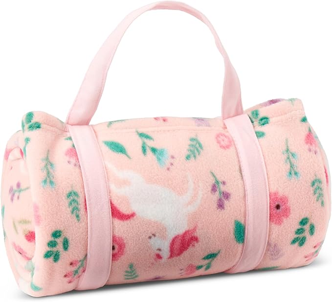ROLLEE POLLEE Nap Sac Roll Up Napping Blanket with Attached Pillow for Preschool/Daycare, Super Soft with Elastic Straps, Fits Most Mats and Cots