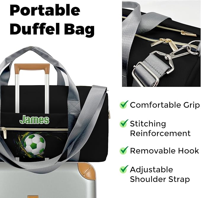 Personalized Tactical Gym Bag For Men，Custom Travel Duffel Bag with Name，Sports Workout Travel Bag with Shoes Compartment-Soccer 2