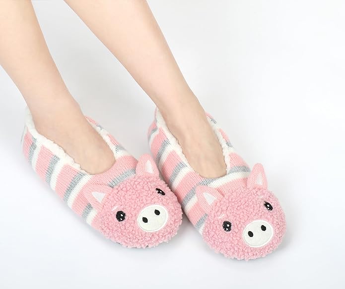 DICUIRD Womens Cute Animal Soft Sole Slipper Socks with Grippers-Fuzzy House Slippers