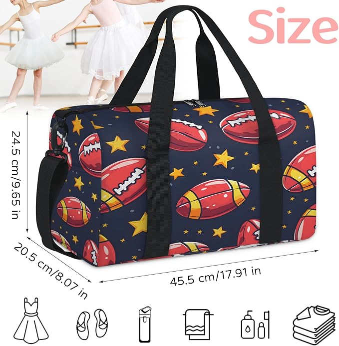 American Football Print Travel Duffle Bag for Women Men, Overnight Weekender Bag, Carry on Tote for Sport Gym