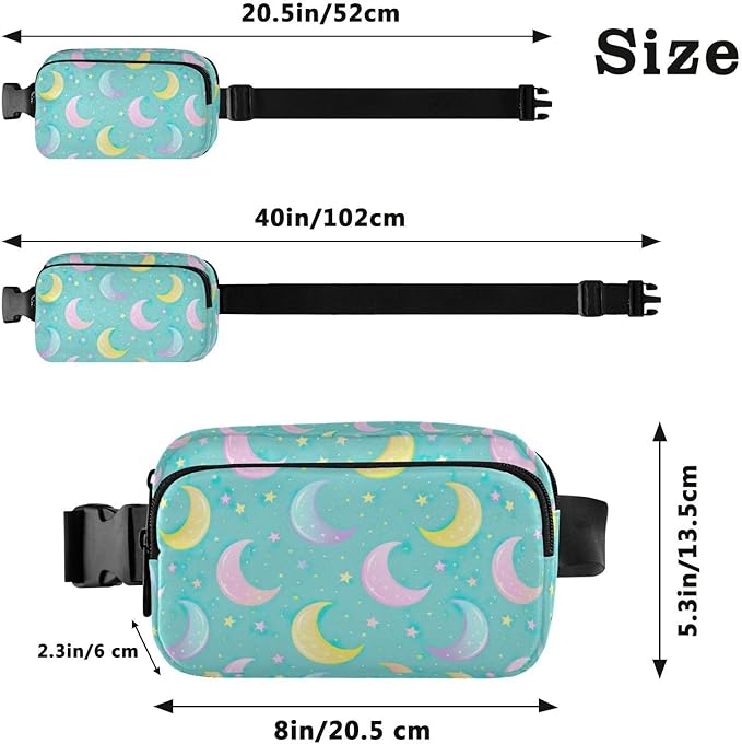 Gradient Moons Star Fanny Pack for Women Men Water Resistant Fashion Waist Packs with Adjustable Strap Belt Bag for Travel Workout Jogging Hiking 21219047