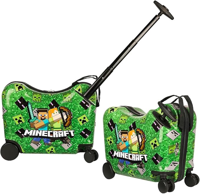 Bioworld Minecraft Steve & Alex Green 15" Ride-On Luggage