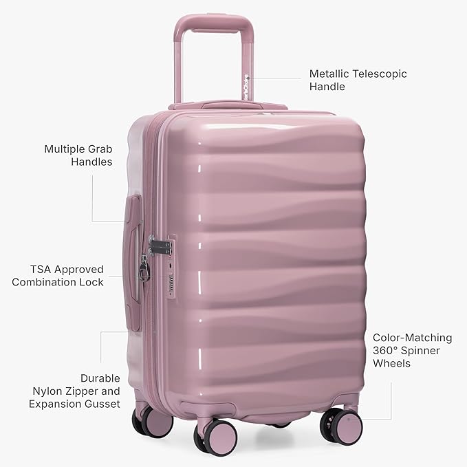Traveler's Choice Edinburgh II Hardside Spinner Luggage, TSA Lock, Pink, 3 Piece Set (21/25/29)