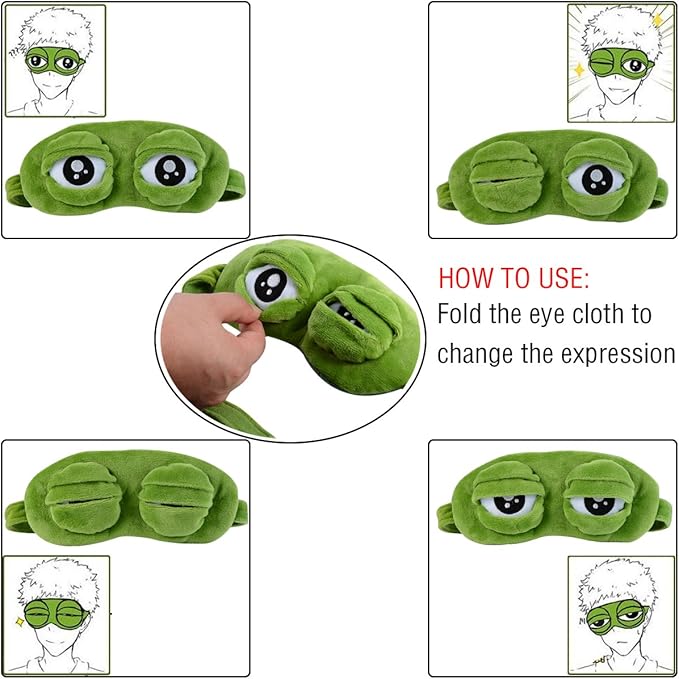 2 PCS Sleep Mask for Girls Women Men Kids Funny Cute Contoured Blackout Frog Cat Dog Animal 3D Sleep Eye Mask for Sleeping