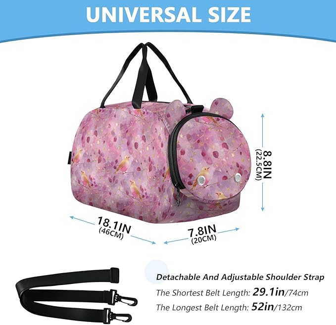 Golden Line Shining Bird Small Gym Bag with Shoes Compartment Large Capacity Carry On Bag for Travel, Sports, Duffel, Weekender bolsa para hombre