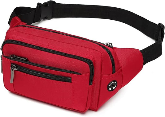 Packism Fanny Packs for Women Men - 6 Pockets Large Crossbody Waist Bag with Adjustable Strap Belt Bag for Travel Running Hiking