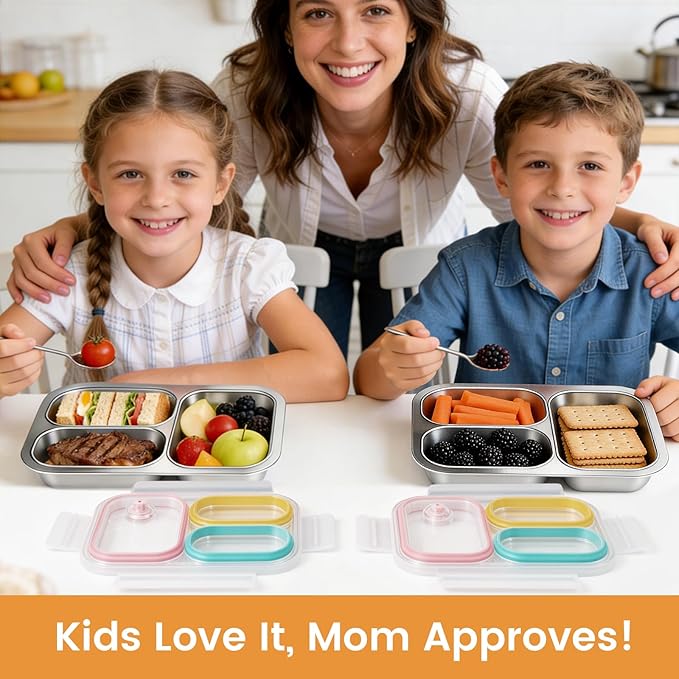 Premium 25oz SUS316L Stainless Steel Lunch Box Bento Box - Reusable Metal Snack Containers with Lids for Kids & Adults - Daycare/School/Work/Travel - Superior Corrosion-resistant (Dopamine)