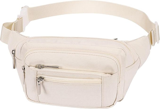 Packism Fanny Packs for Women Men - 6 Pockets Large Crossbody Waist Bag with Adjustable Strap Belt Bag for Travel Running Hiking