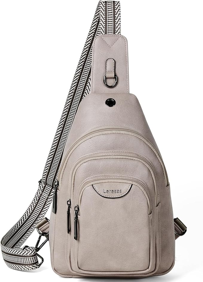 10L Crossbody Sling Bag for Women Men Anti Theft Cross Body Fanny Pack Belt Bag Purse Gifts for Women Faux Leather, Light Grey