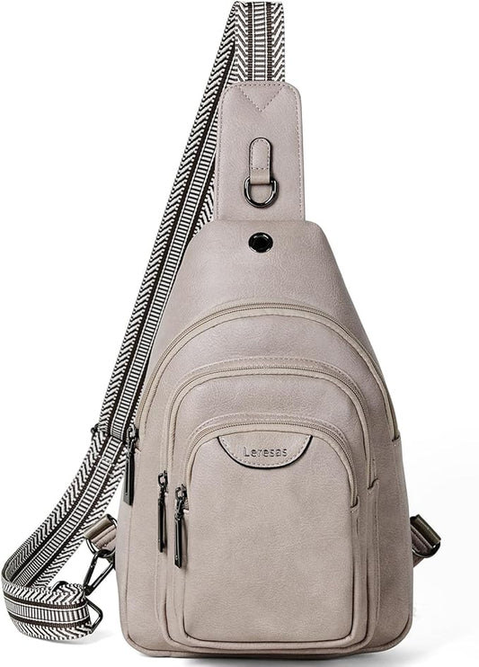 10L Crossbody Sling Bag for Women Men Anti Theft Cross Body Fanny Pack Belt Bag Purse Gifts for Women Faux Leather, Light Grey