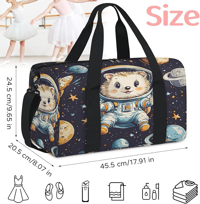 Space Theme Animal Travel Duffle Bag for Women Men, Overnight Weekender Bag, Carry on Tote for Sport Gym