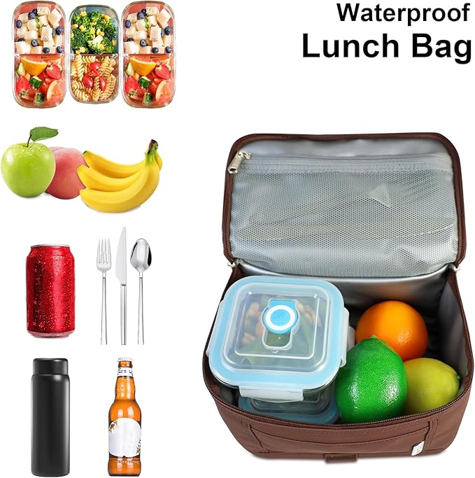 NOL Natural Organic Lifestyle Small Lunch Bag Mini Lunch Box Insulated Lunch Bag for Men/Women Leakproof Cooler Tote Bag Lightweight Nylon Waterproof Lunch Box For Work, Coffee